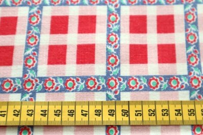 画像1: アメリカ製　ヴィンテージフィードサック　スクエアXフローラルボーダー