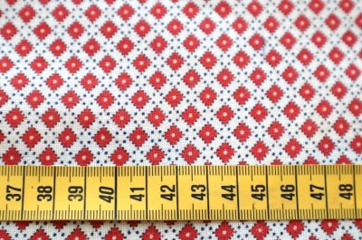 画像1: アメリカ製　ヴィンテージフィードサック　ジオメトリック　レッド