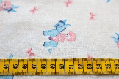 画像1: アメリカ製　ヴィンテージフィードサック 子供とポニー