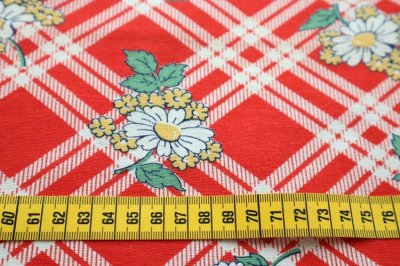 画像1: アメリカ製　ヴィンテージフィードサック 　デイジー＆チェック