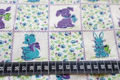 画像1: アメリカ製　ヴィンテージ　フィードサック　ぞうさん、くまさん、うさぎさん