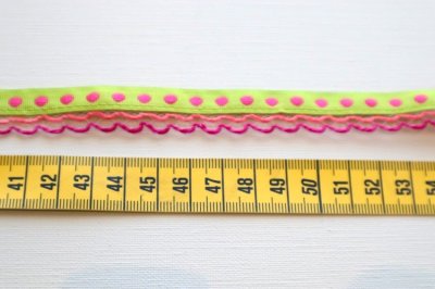 画像1: フランス製　ヴィンテージリボン ドット＆スカラップ