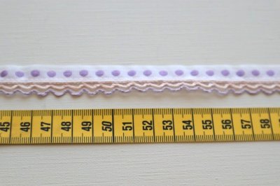 画像1: フランス製　ヴィンテージリボン ドット＆スカラップ