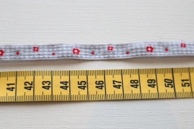 画像1: フランス製　ヴィンテージリボン　チェック＆フラワー