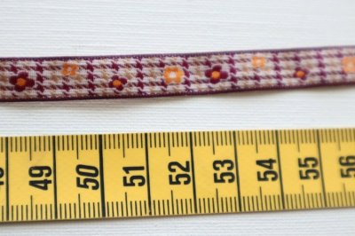 画像1: フランス製　ヴィンテージリボン　チェック＆フラワー