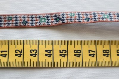 画像1: フランス製　ヴィンテージリボン　チェック＆フラワー