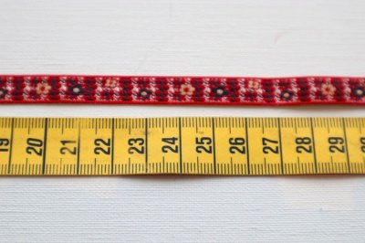 画像1: フランス製　ヴィンテージリボン　チェック＆フラワー