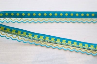 画像1: フランス製　ヴィンテージリボン ドット＆スカラップ