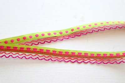 画像1: フランス製　ヴィンテージリボン ドット＆スカラップ