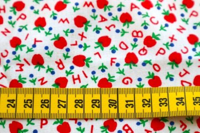 画像1: アメリカ製　ヴィンテージファブリック　アップル＆ABC