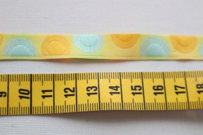 画像1: フランス製　ヴィンテージジャガードリボン　VOLUTES　ペールミント＆イエロー