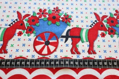 画像1: アメリカ製　ヴィンテージフィードサック　花売りろばくん