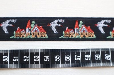 画像1: フランス製　ヴィンテージリボン　アルザス　こうのとり　８４ｃｍパック