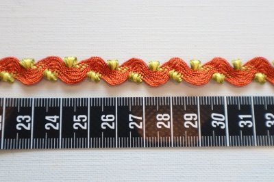 画像1: フランス製　ヴィンテージブレード　オレンジｘゴールド　リックラック